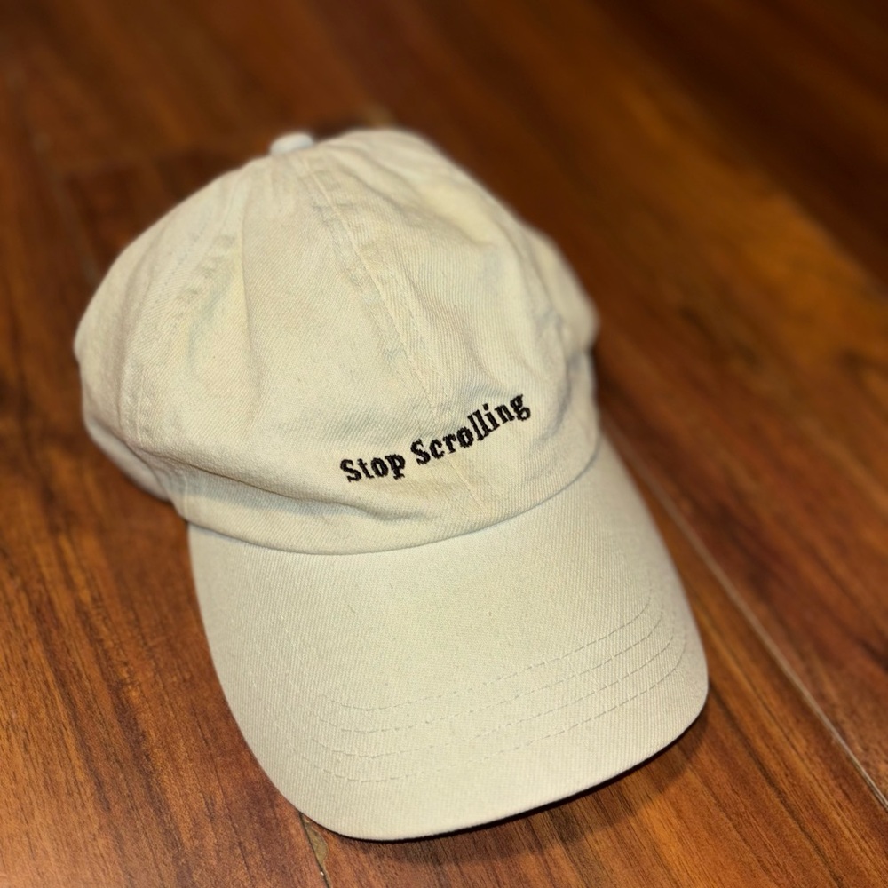 'Stop Scrolling' Embroidered Baseball Cap - Picture 4 of 4